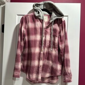 Lucky Brand pink XS hooded flannel shirt. Cozy!!